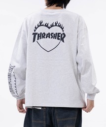 THRASHER | 【at】〔THRASHER/スラッシャー〕ワンポイント ロゴ/ハート アームエンブロイダリーロンT(Tシャツ/カットソー)