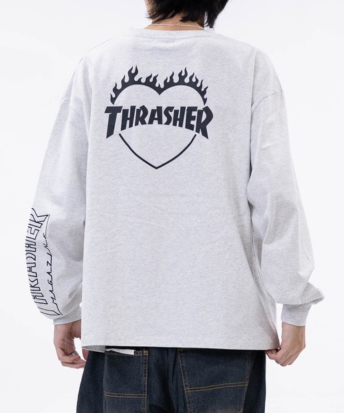 THRASHER(スラッシャー)の「【at】〔THRASHER/スラッシャー〕ワンポイント ロゴ/ハート アームエンブロイダリーロンT(Tシャツ/カットソー・メンズ・ブラウン/ブラック系1/ライトグレー系2/ブラック系2/ライトグレー系1/ダークパープル/ホワイト系1/ホワイト系2・MEDIUM/LARGE)」の6枚目の写真