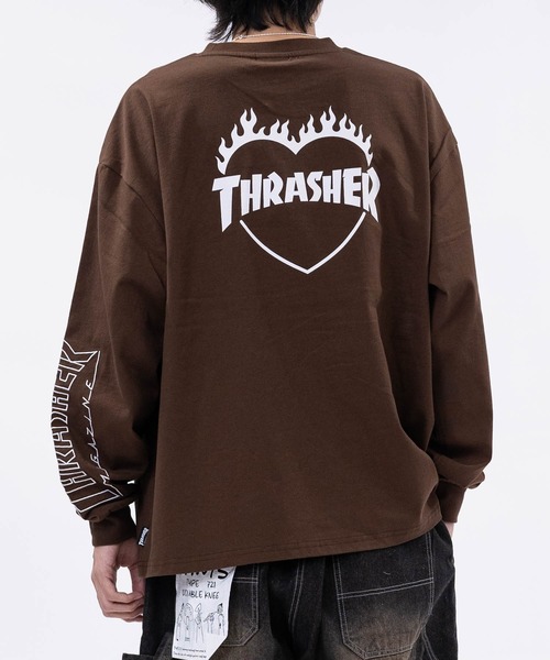 THRASHER(スラッシャー)の「【at】〔THRASHER/スラッシャー〕ワンポイント ロゴ/ハート アームエンブロイダリーロンT(Tシャツ/カットソー・メンズ・ブラウン/ブラック系1/ライトグレー系2/ブラック系2/ライトグレー系1/ダークパープル/ホワイト系1/ホワイト系2・MEDIUM/LARGE)」の7枚目の写真