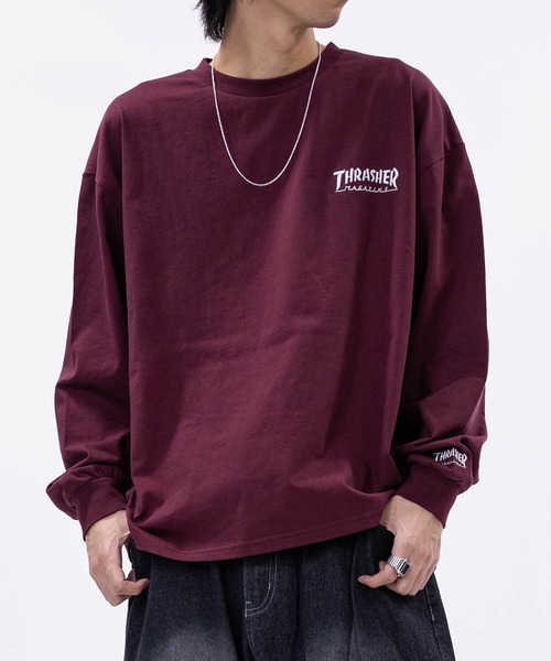 THRASHER(スラッシャー)の「【at】〔THRASHER/スラッシャー〕ワンポイント ロゴ/ハート アームエンブロイダリーロンT(Tシャツ/カットソー・メンズ・ブラウン/ブラック系1/ライトグレー系2/ブラック系2/ライトグレー系1/ダークパープル/ホワイト系1/ホワイト系2・MEDIUM/LARGE)」の8枚目の写真