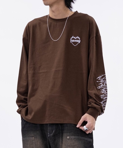 THRASHER(スラッシャー)の「【at】〔THRASHER/スラッシャー〕ワンポイント ロゴ/ハート アームエンブロイダリーロンT(Tシャツ/カットソー・メンズ・ブラウン/ブラック系1/ライトグレー系2/ブラック系2/ライトグレー系1/ダークパープル/ホワイト系1/ホワイト系2・MEDIUM/LARGE)」の20枚目の写真