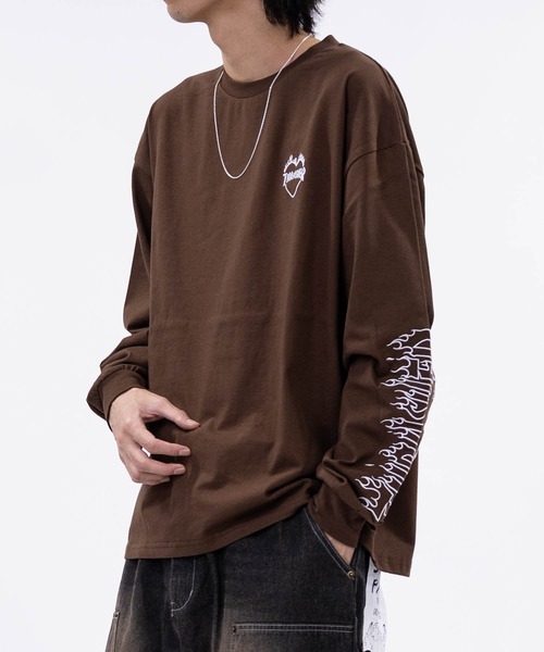 THRASHER(スラッシャー)の「【at】〔THRASHER/スラッシャー〕ワンポイント ロゴ/ハート アームエンブロイダリーロンT(Tシャツ/カットソー・メンズ・ブラウン/ブラック系1/ライトグレー系2/ブラック系2/ライトグレー系1/ダークパープル/ホワイト系1/ホワイト系2・MEDIUM/LARGE)」の19枚目の写真
