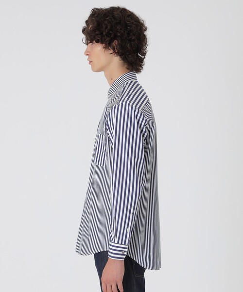 BLACK LABEL CRESTBRIDGE(ブラックレーベル・クレストブリッジ)の「ストライプコンビシャツ(シャツ/ブラウス・メンズ・ネイビー/オフホワイト・M/S/L/XL)」の4枚目の写真