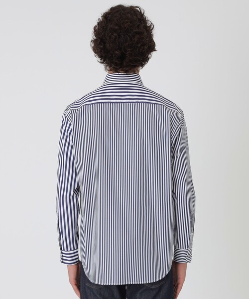 BLACK LABEL CRESTBRIDGE(ブラックレーベル・クレストブリッジ)の「ストライプコンビシャツ(シャツ/ブラウス・メンズ・ネイビー/オフホワイト・M/S/L/XL)」の5枚目の写真