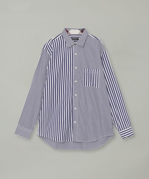BLACK LABEL CRESTBRIDGE(ブラックレーベル・クレストブリッジ)の「ストライプコンビシャツ(シャツ/ブラウス・メンズ・ネイビー/オフホワイト・M/S/L/XL)」の7枚目の写真