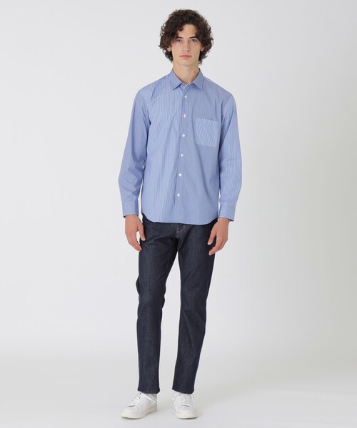 BLACK LABEL CRESTBRIDGE(ブラックレーベル・クレストブリッジ)の「ストライプコンビシャツ(シャツ/ブラウス・メンズ・ネイビー/オフホワイト・M/S/L/XL)」の8枚目の写真