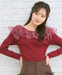 襟フリル ニット