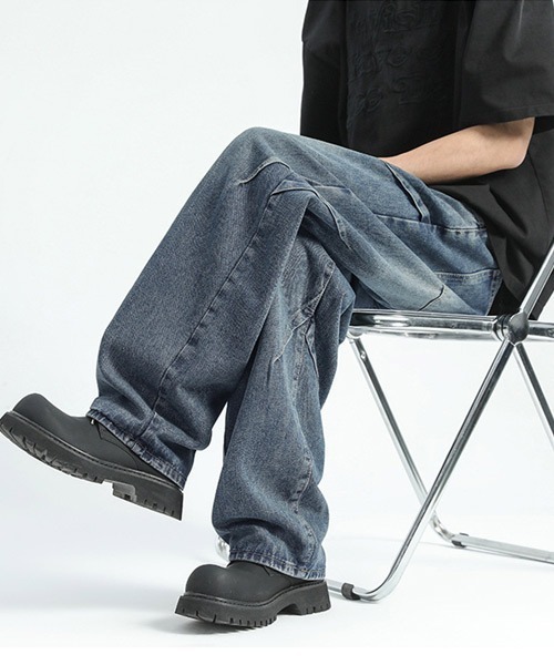 Ressaca(レサーカ)の「ルーズシルエット切替デニムパンツ(デニムパンツ・メンズ・ブルー/インディゴブルー/ブラック・XL/L/M)」の18枚目の写真