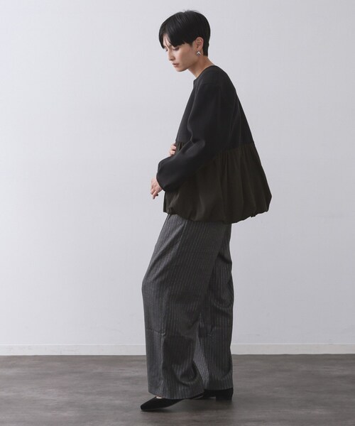 OPAQUE.CLIP(オペークドットクリップ)の「ウールライクペプラムドッキングアウター【洗濯機洗い可】(ノーカラーコート・レディース・ブラック/ブラウン系その他/ライトベージュ・40/38/36)」の5枚目の写真