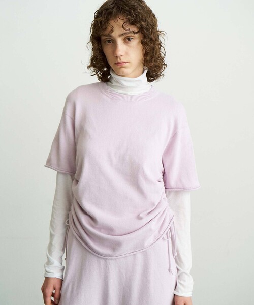 UNFIL | ブラッシュシルクコットン ギャザープルオーバー WOMEN