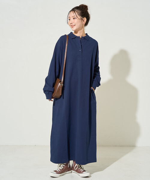   ポロワンピース ネイビー セール】限定展開 襟付き ポロ ワンピース（ワンピース）｜FREAK'S