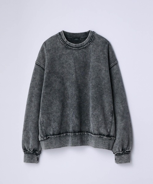 SLICK(スリック)の「【SLICK/スリック】Heavyweight Snow Wash Sweatshirt /スノーウォッシュスウェットプルオーバー / ヘビィーウェイト/セットアップ(スウェット・メンズ・ブラック/ライトグレー・1/2/3)」の2枚目の写真