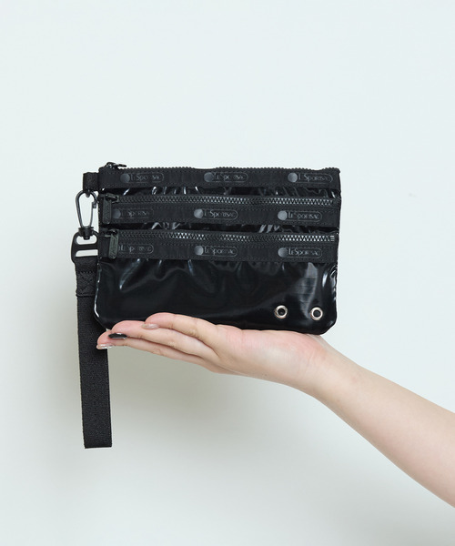 LeSportsac(レスポートサック)の「【LeSportsac】3-ZIP COSMETIC w/ STRAP(ポーチ・レディース・ホワイト/ブラック・FREE)」の11枚目の写真