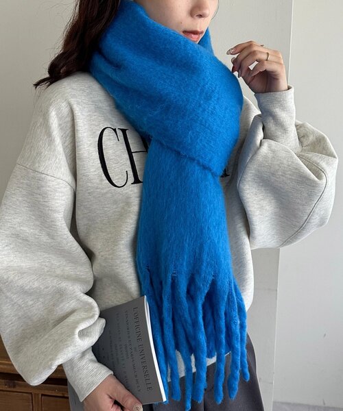 DISCOAT（ディスコート）の「【WEB限定/8色展開】無地マフラー（マフラー・レディース・ブラック/ライトグレー/チャコールグレー/ブルー/アイボリー/モカ/ライトベージュ/ピンクベージュ・FREE）」の7枚目の写真