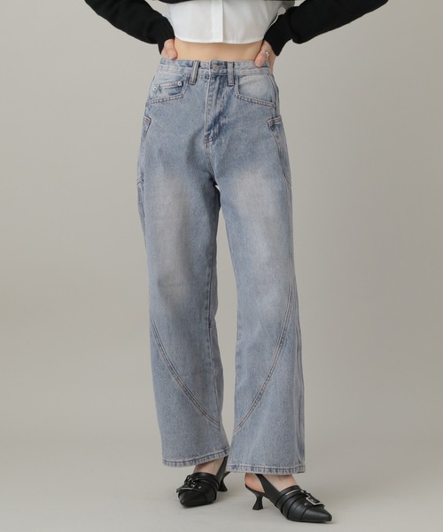 3.3 Field Trip （3.3フィールドトリップ）の「3.3 Field Trip／スライドポケットデニム（デニムパンツ・レディース・ブラック/ライトブルー・SMALL）」の2枚目の写真