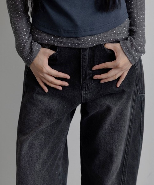 3.3 Field Trip （3.3フィールドトリップ）の「3.3 Field Trip／スライドポケットデニム（デニムパンツ・レディース・ブラック/ライトブルー・SMALL）」の4枚目の写真