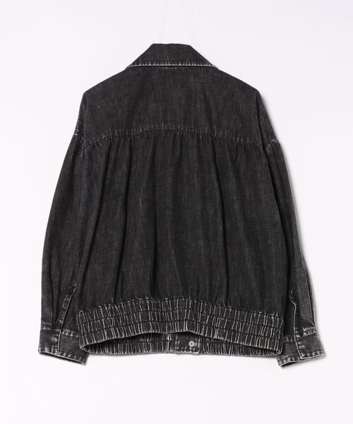 H.A.K（ハク）の「ドレープデニム　ボンバージャケット（デニムジャケット・レディース・ブラック/ネイビー・FREE）」の3枚目の写真