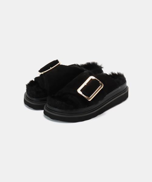MOHI(モヒ)の「MOHI/モヒ MUTON SANDALS(サンダル・レディース・ベージュ/ブラック・23.5cm/22.5cm/24.5cm)」の1枚目の写真