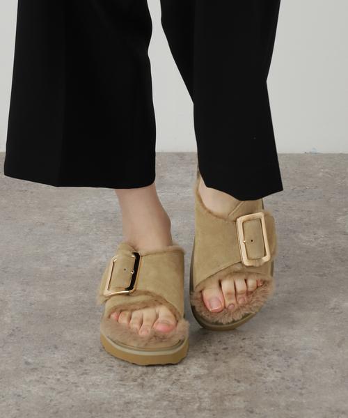 MOHI(モヒ)の「MOHI/モヒ MUTON SANDALS(サンダル・レディース・ベージュ/ブラック・23.5cm/22.5cm/24.5cm)」の3枚目の写真