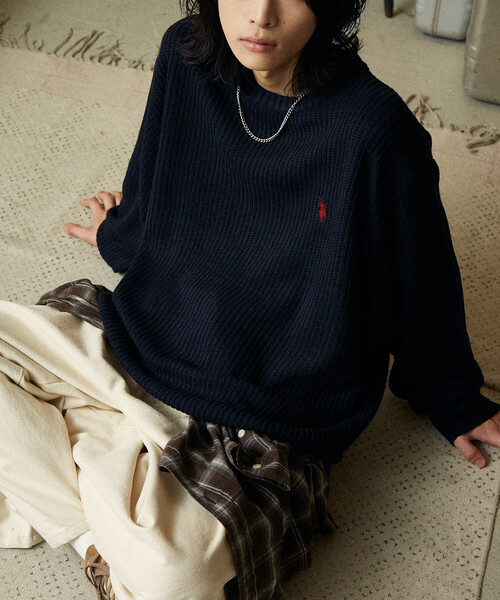 セール】U.S. POLO ASSN./ユーエスポロアッスン 別注 刺繍畔編みクルー