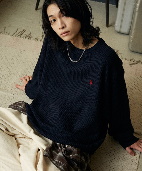 セール】U.S. POLO ASSN./ユーエスポロアッスン 別注 刺繍畔編みクルー