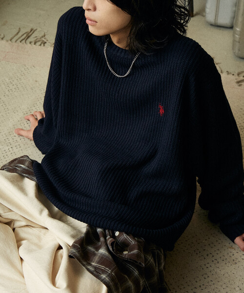 セール】U.S. POLO ASSN./ユーエスポロアッスン 別注 刺繍畔編みクルー