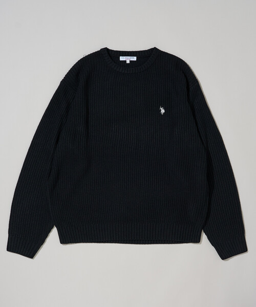 セール】U.S. POLO ASSN./ユーエスポロアッスン 別注 刺繍畔編みクルー