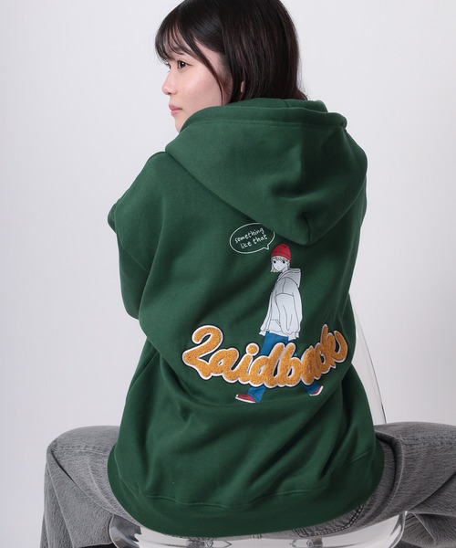 Red Cap Girl(レッドキャプガール)の「【70】【RCG】バックプリント サガラ刺繍 裏起毛 ジップパーカー(パーカー・レディース・アッシュグレー/ブルー/ブラック系その他/アイボリー/グレー系その他/ワイン/グリーン/ホワイト系その他/ブラック・M/L)」の7枚目の写真