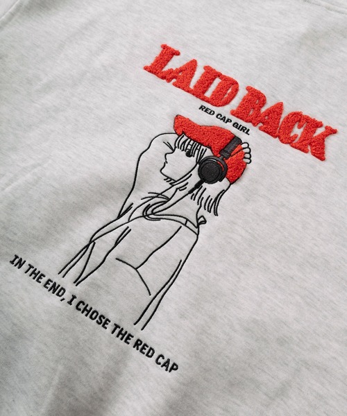 Red Cap Girl(レッドキャプガール)の「【70】【RCG】バックプリント サガラ刺繍 裏起毛 ジップパーカー(パーカー・レディース・アッシュグレー/ブルー/ブラック系その他/アイボリー/グレー系その他/ワイン/グリーン/ホワイト系その他/ブラック・M/L)」の13枚目の写真
