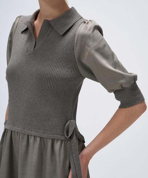 cloenc(クロエンス)の「【マシンウォッシュ】ドッキングニットワンピース(ワンピース・レディース・ブラック系4/オリーブ系9・02)」の11枚目の写真
