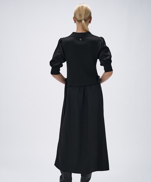 cloenc(クロエンス)の「【マシンウォッシュ】ドッキングニットワンピース(ワンピース・レディース・ブラック系4/オリーブ系9・02)」の5枚目の写真