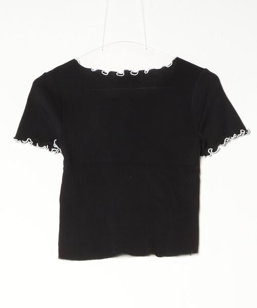 FUNdaysion(ファンデイション)の「配色メロー半袖ニットトップス(Tシャツ/カットソー・レディース・ブラック/ホワイト・M)」の14枚目の写真