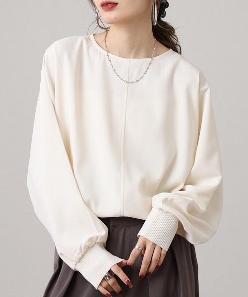 hunch(ハンチ)の「hunch 厚手ジョーゼット ドルマンプルオーバー(シャツ/ブラウス・レディース・ブラック/ブルーグレー/アイボリー・FREE)」の2枚目の写真