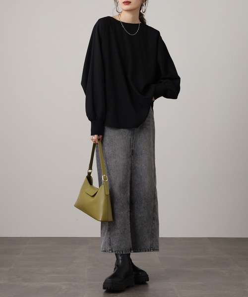 hunch(ハンチ)の「hunch 厚手ジョーゼット ドルマンプルオーバー(シャツ/ブラウス・レディース・ブラック/ブルーグレー/アイボリー・FREE)」の16枚目の写真