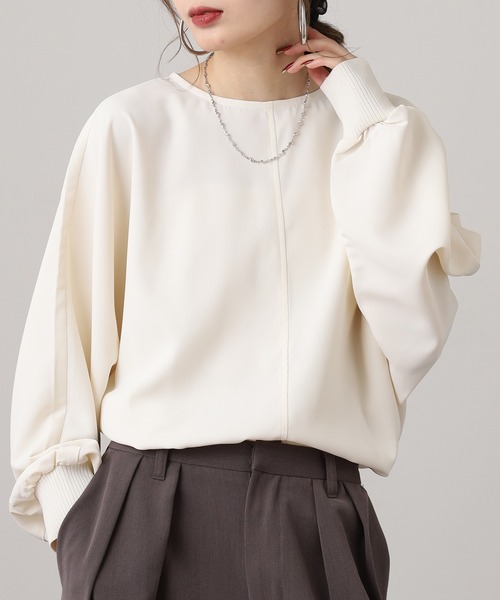 hunch(ハンチ)の「hunch 厚手ジョーゼット ドルマンプルオーバー(シャツ/ブラウス・レディース・ブラック/ブルーグレー/アイボリー・FREE)」の13枚目の写真