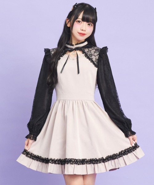 Secret Honey（シークレットハニー）の「アクセサリー付レース切替ワンピース（ワンピース・レディース・ピンク/ブラック・MEDIUM）」の2枚目の写真