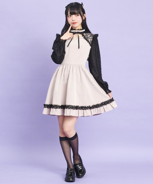 Secret Honey（シークレットハニー）の「アクセサリー付レース切替ワンピース（ワンピース・レディース・ピンク/ブラック・MEDIUM）」の4枚目の写真