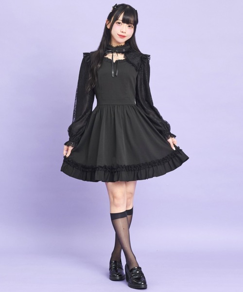 Secret Honey（シークレットハニー）の「アクセサリー付レース切替ワンピース（ワンピース・レディース・ピンク/ブラック・MEDIUM）」の7枚目の写真