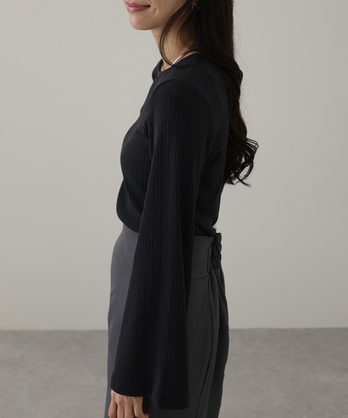 Lace Ladies(レースレディース)の「ランダム リブ ストレッチ フレアスリーブ カットソー(Tシャツ/カットソー・レディース・チャコールグレー・S/FREE)」の5枚目の写真