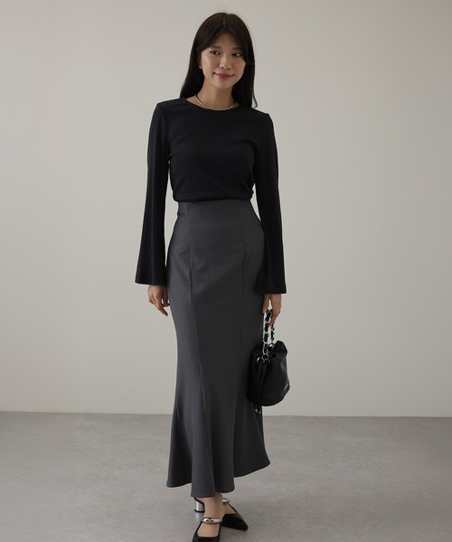 Lace Ladies(レースレディース)の「ランダム リブ ストレッチ フレアスリーブ カットソー(Tシャツ/カットソー・レディース・チャコールグレー・S/FREE)」の6枚目の写真