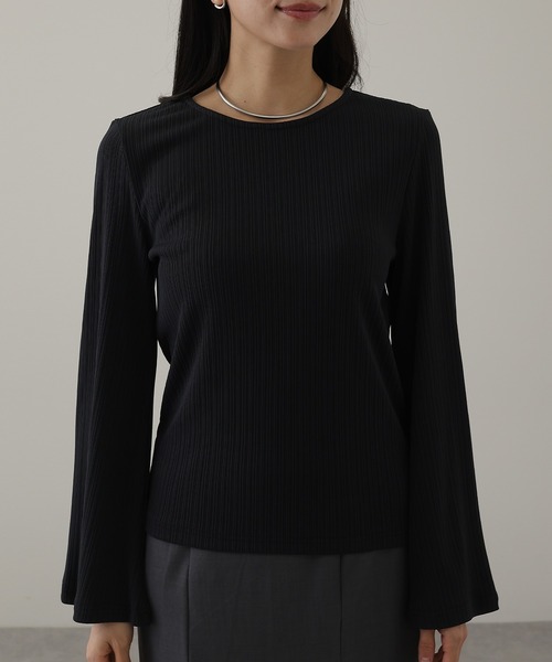 Lace Ladies(レースレディース)の「ランダム リブ ストレッチ フレアスリーブ カットソー(Tシャツ/カットソー・レディース・チャコールグレー・S/FREE)」の7枚目の写真