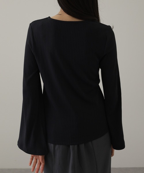 Lace Ladies(レースレディース)の「ランダム リブ ストレッチ フレアスリーブ カットソー(Tシャツ/カットソー・レディース・チャコールグレー・S/FREE)」の9枚目の写真