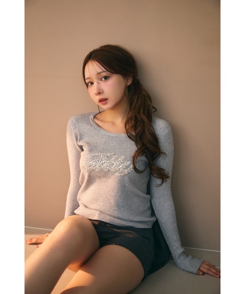 セール】ラインストーンリブロンT（Tシャツ/カットソー）｜TITTY&CO