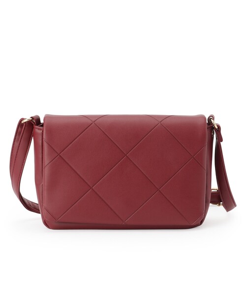 SHOO・LA・RUE(シューラルー)の「バイアスチェック型押しショルダー(ショルダーバッグ・レディース・ナチュラル/ボルドー/ブラック・00)」の16枚目の写真