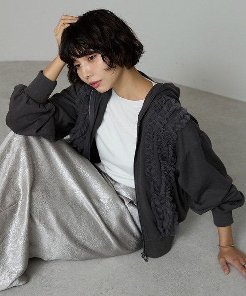 Tulle Frill Zip Hoodie / チュールフリルジップフーディ