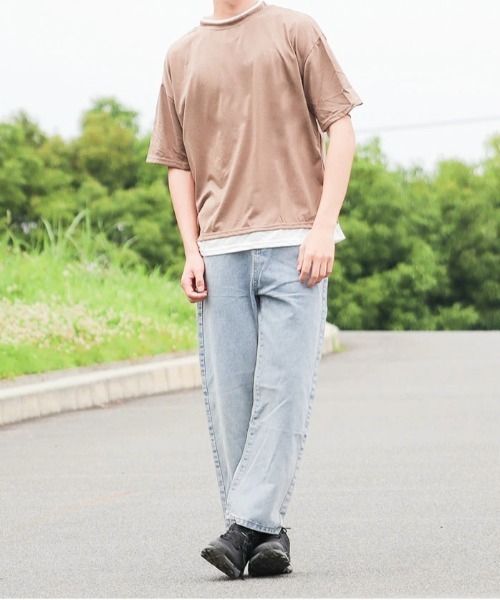 NO WAY（ノーウェイ）の「/フェイクレイヤードTシャツ/（Tシャツ/カットソー・メンズ・ブラック/ベージュ/ブラウン/カーキ/ホワイト/ブルー・LARGE/X-LARGE/MEDIUM）」の4枚目の写真