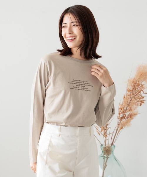 FOUND GOOD(ファウンドグッド)の「あったか綿プリントロンT(Tシャツ/カットソー・レディース・グレー系8/ホワイト系6/ホワイト系7/ホワイト系5/ホワイト系3/グレー系9/ベージュ/ホワイト系4・L/M/S)」の8枚目の写真