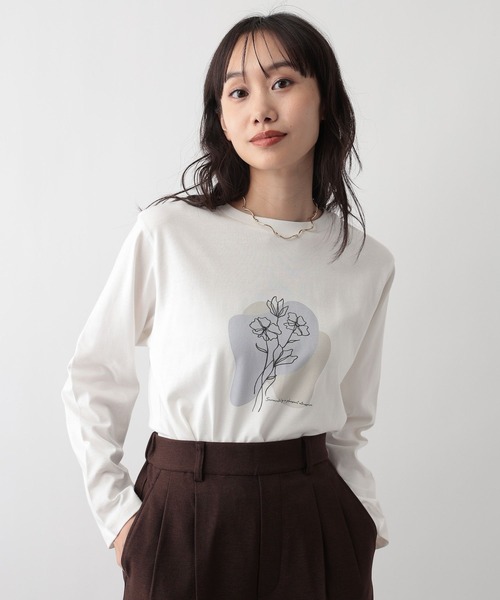 FOUND GOOD（ファウンドグッド）の「あったか綿プリントロンT（Tシャツ/カットソー・レディース・グレー系8/ホワイト系6/ホワイト系7/ホワイト系5・L/M/S）」の11枚目の写真