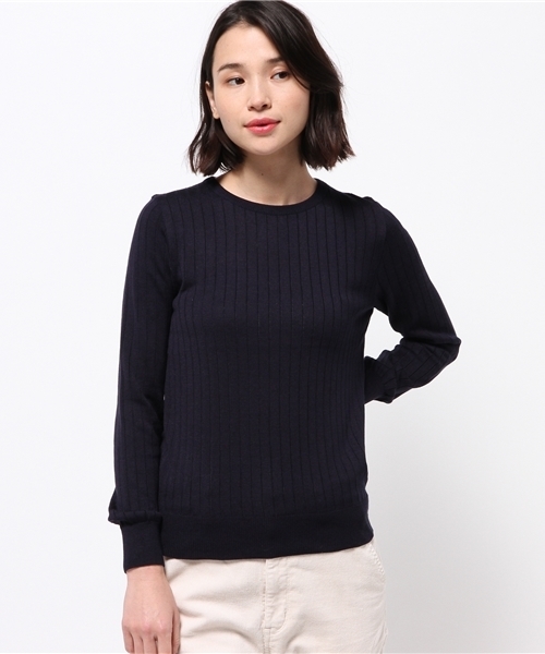 GALLARDAGALANTE(ガリャルダガランテ)の「クルーワイドリブニット(ニット/セーター・レディース・グレー/ネイビー/カーキ・FREE)」の1枚目の写真