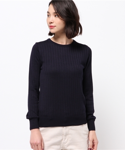 GALLARDAGALANTE(ガリャルダガランテ)の「クルーワイドリブニット(ニット/セーター・レディース・グレー/ネイビー/カーキ・FREE)」の4枚目の写真